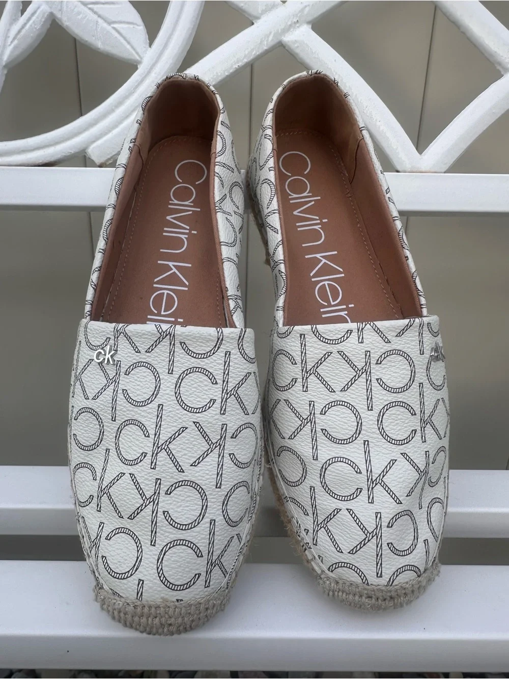 Calvin Klein White Logo Espadrille Slip-Ons